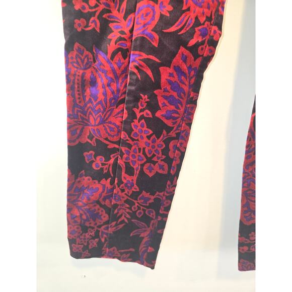 The Essential Slim by Anthropologie Festive Floral Velvet Pants size 6 - Picture 3 of 9